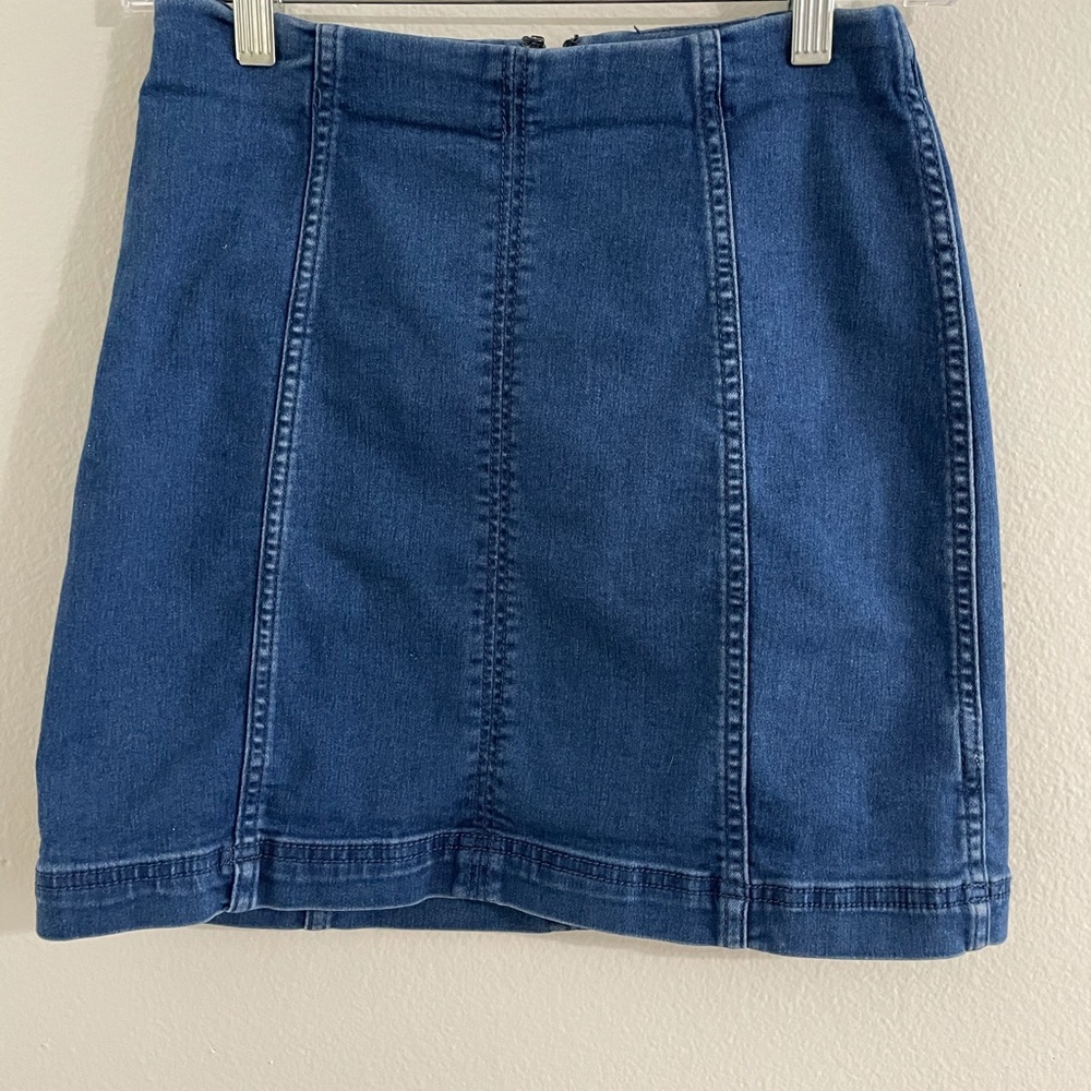 Free People zip up denim skirt